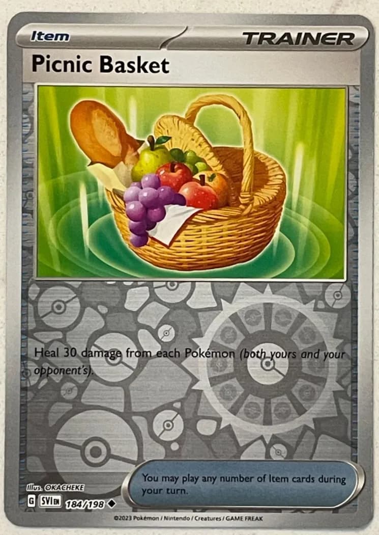 Picnic Basket reverse holo card front, Scarlet & Violet 184/198