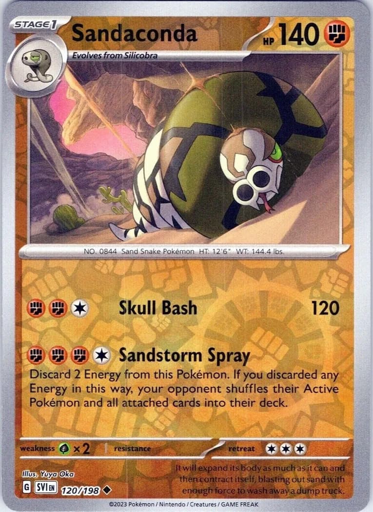 Sandaconda reverse holo card front, Scarlet & Violet 120/198