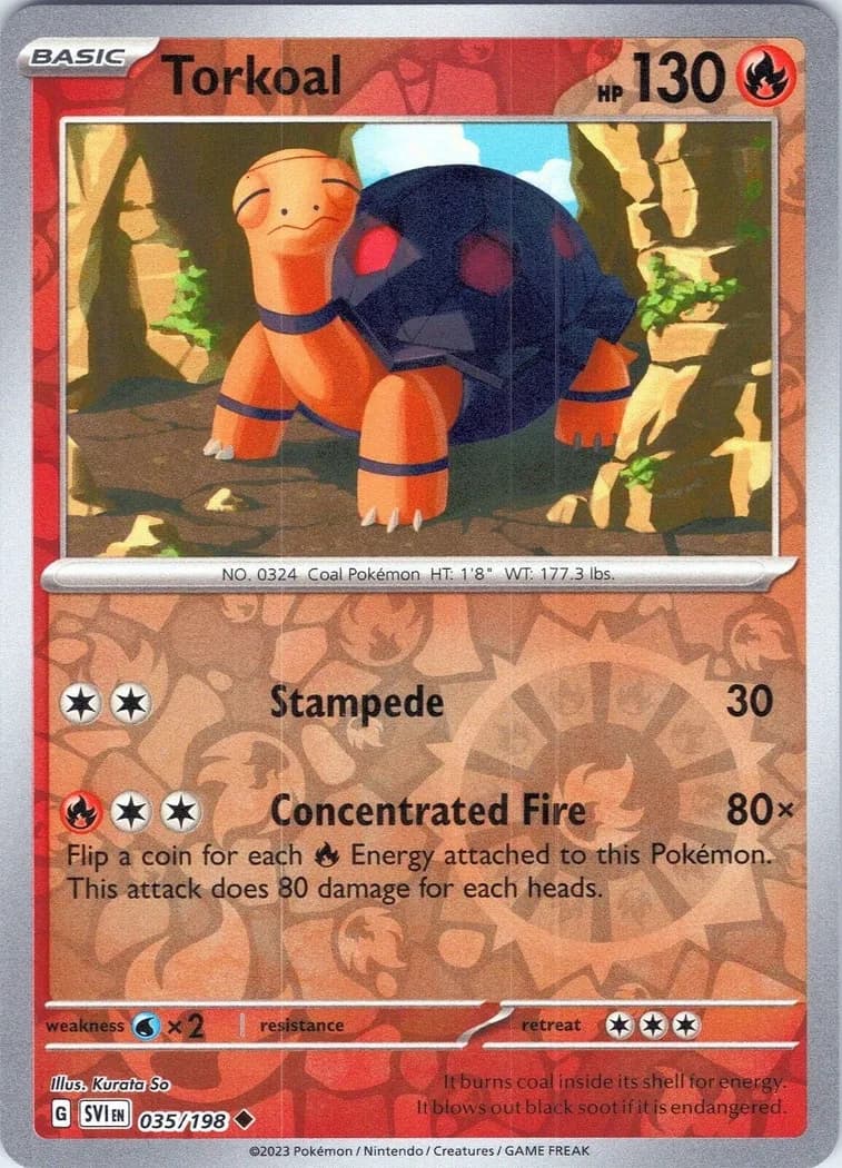 Torkoal reverse holo card front, Scarlet & Violet 35/198