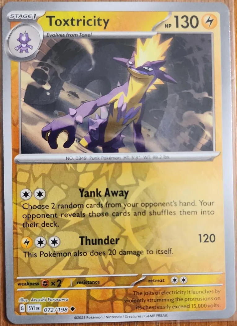 Toxtricity reverse holo card front, Scarlet & Violet 72/198