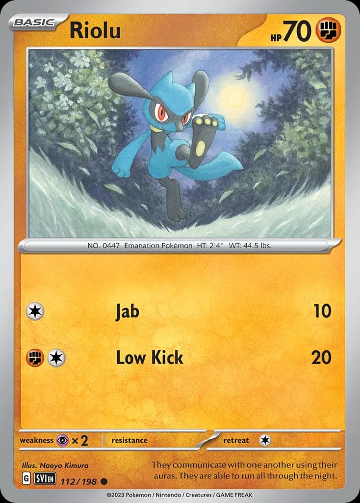 Scarlet & Violet Riolu card front, 112/198