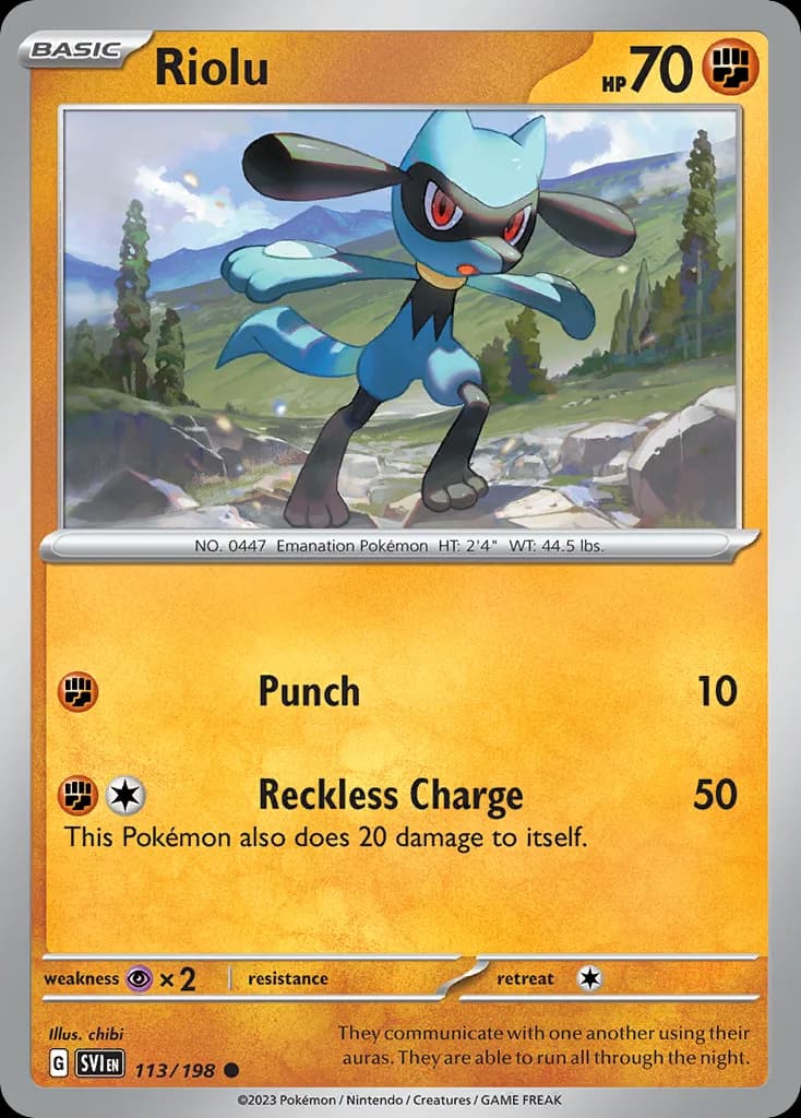 Scarlet & Violet Riolu card front, 113/198
