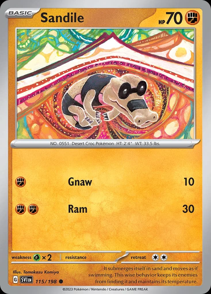 Scarlet & Violet Sandile card front, 115/198