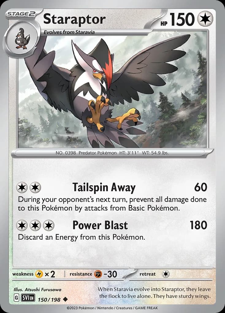 Scarlet & Violet Staraptor card front, 150/198