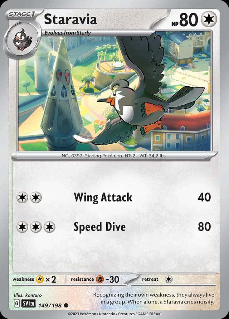 Scarlet & Violet Staravia card front, 149/198