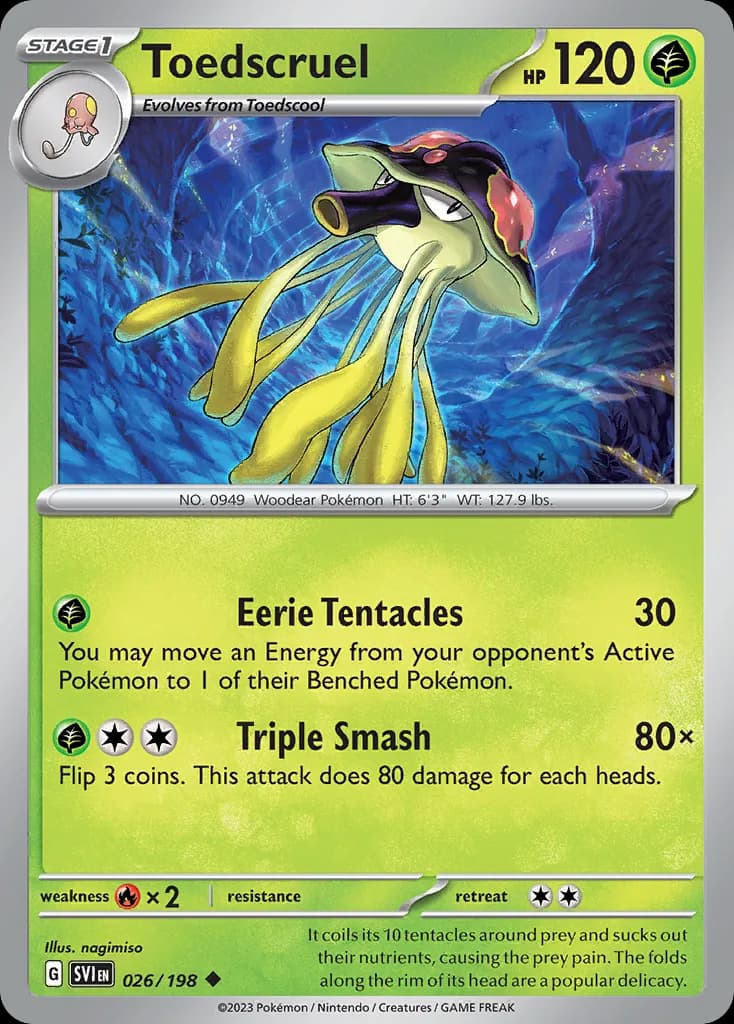 Scarlet & Violet Toedscruel card front, 26/198
