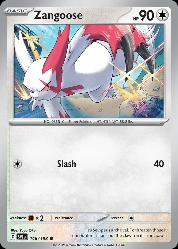 Scarlet & Violet Zangoose card front, 146/198