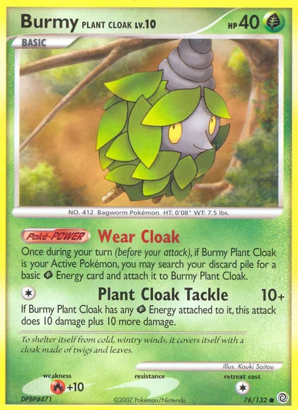 Secret Wonders Burmy Plant Cloak card front, 78/132