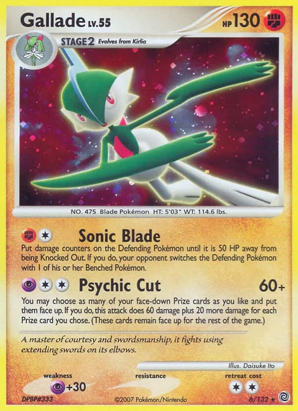 Gallade card front, Secret Wonders 6/132