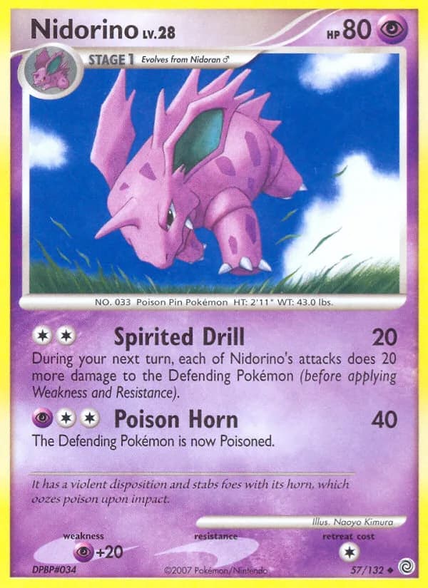 Secret Wonders Nidorino card front, 57/132