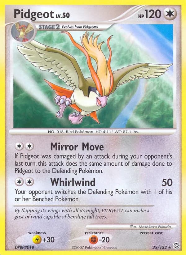 Secret Wonders Pidgeot card front, 35/132