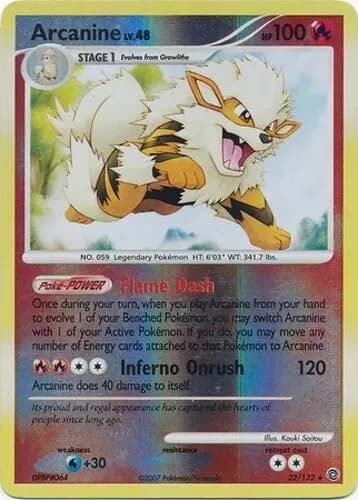 Arcanine reverse holo card front, Secret Wonders 22/132