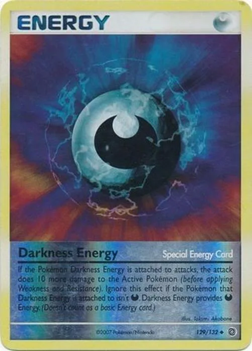 Darkness Energy reverse holo card front, Secret Wonders 129/132