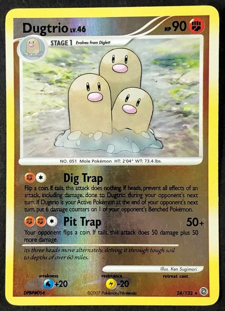 Dugtrio reverse holo card front, Secret Wonders 24/132