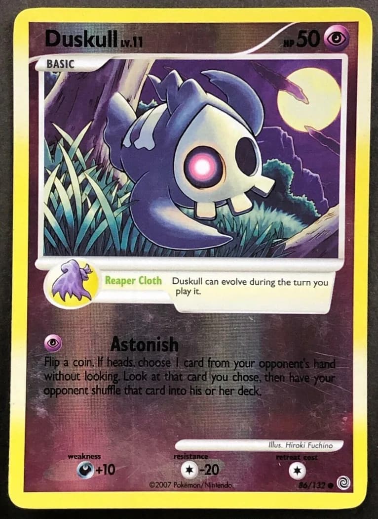 Duskull reverse holo card front, Secret Wonders 86/132