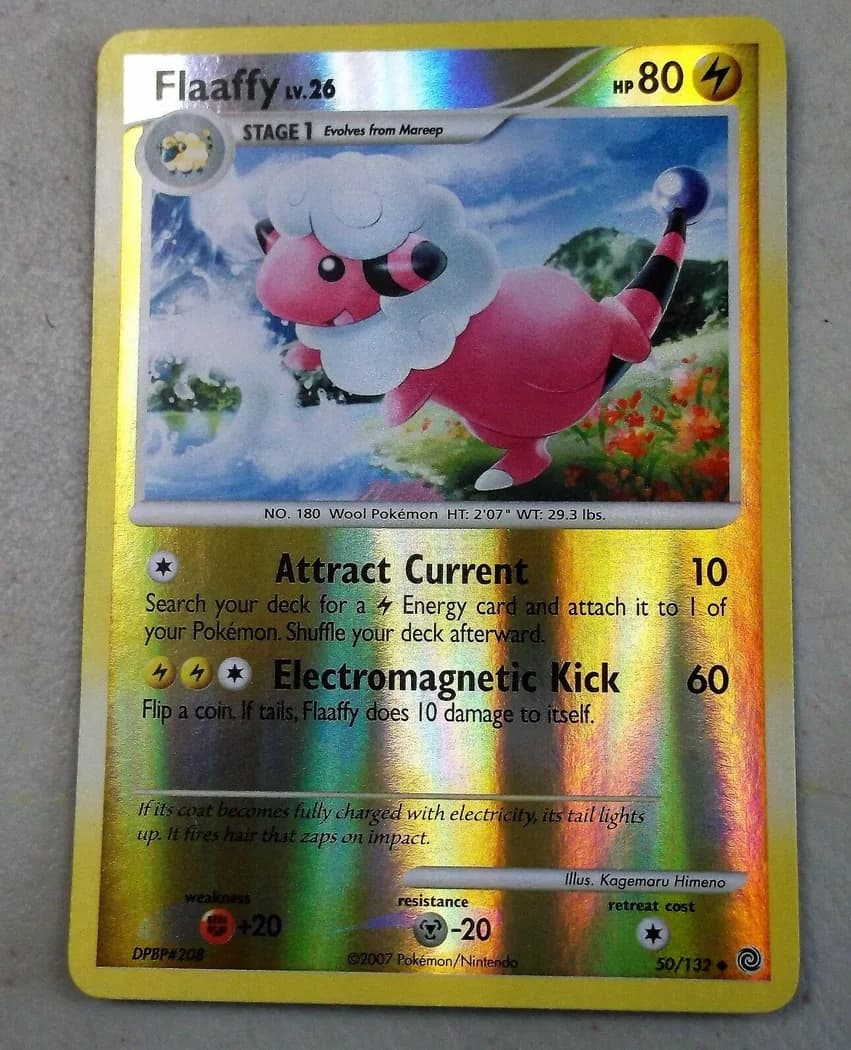 Flaaffy reverse holo card front, Secret Wonders 50/132