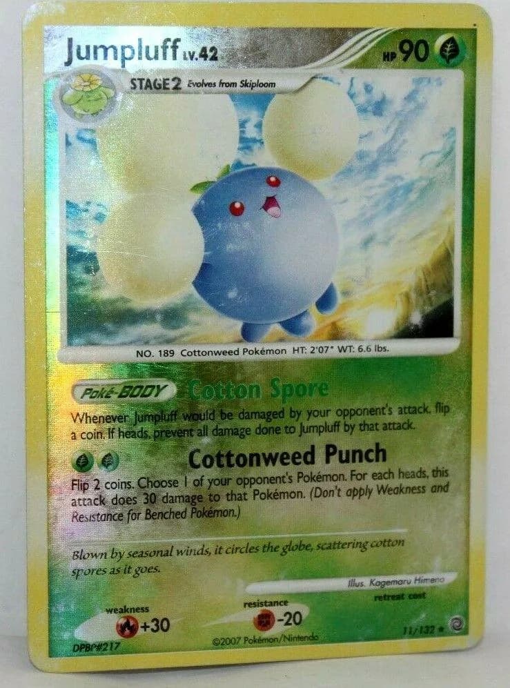 Jumpluff reverse holo card front, Secret Wonders 11/132
