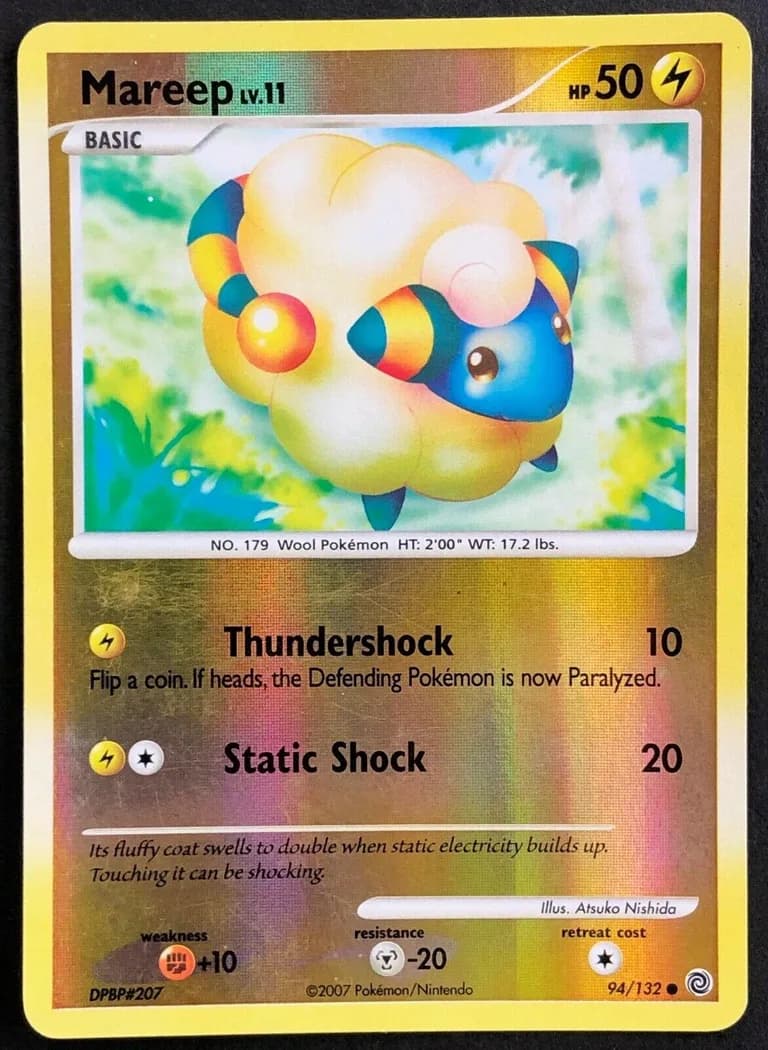 Mareep reverse holo card front, Secret Wonders 94/132