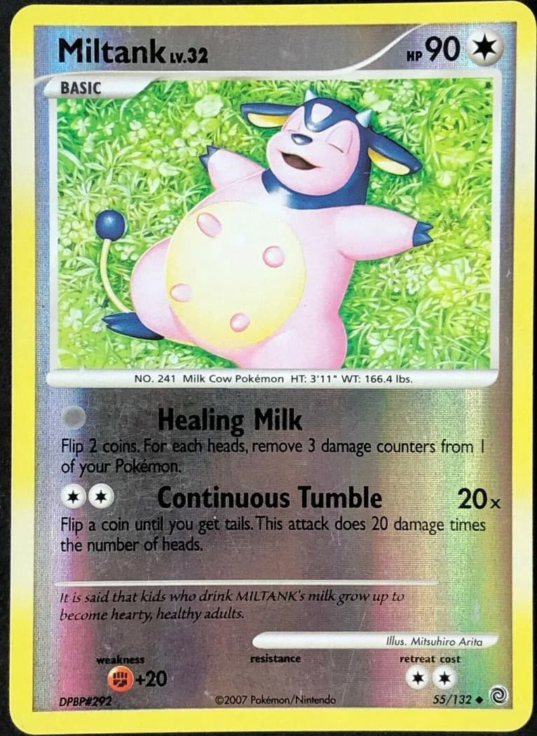 Miltank reverse holo card front, Secret Wonders 55/132