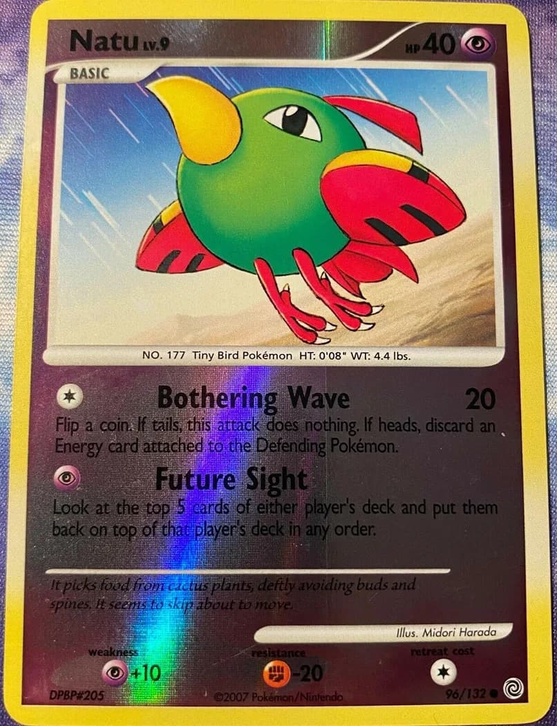Natu reverse holo card front, Secret Wonders 96/132