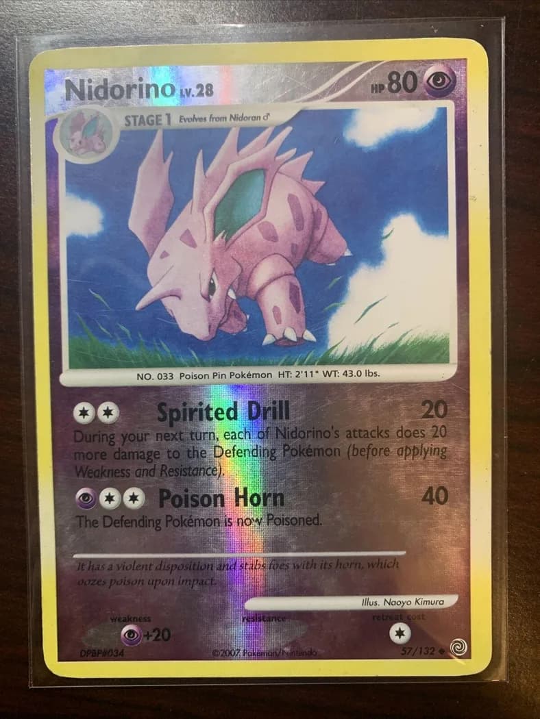 Nidorino reverse holo card front, Secret Wonders 57/132
