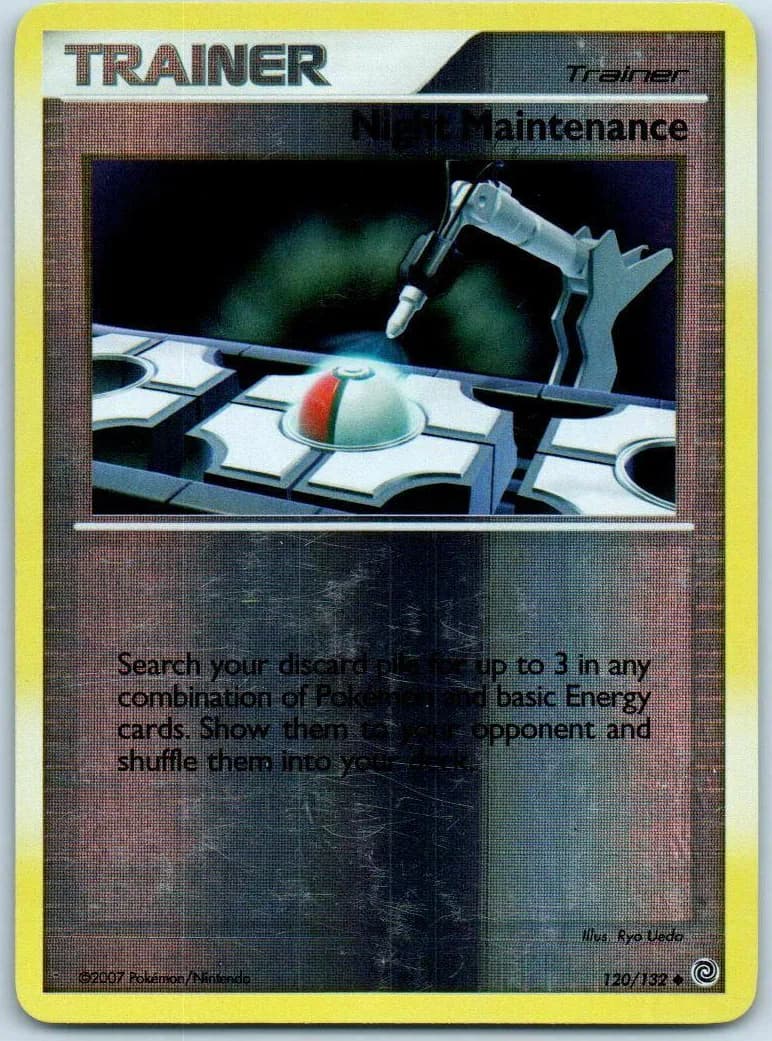 Night Maintenance reverse holo card front, Secret Wonders 120/132