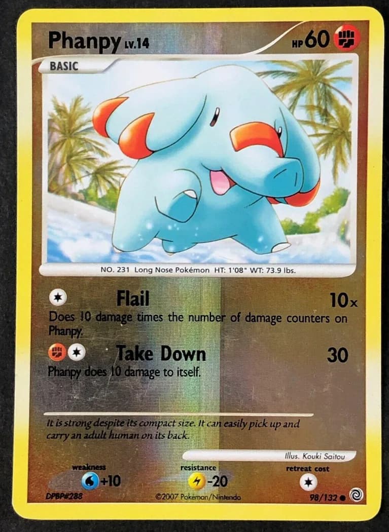 Phanpy reverse holo card front, Secret Wonders 98/132