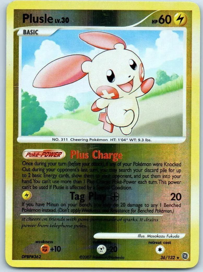 Plusle reverse holo card front, Secret Wonders 36/132