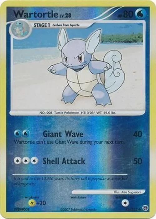 Wartortle reverse holo card front, Secret Wonders 75/132