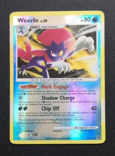 Weavile reverse holo card front, Secret Wonders 40/132