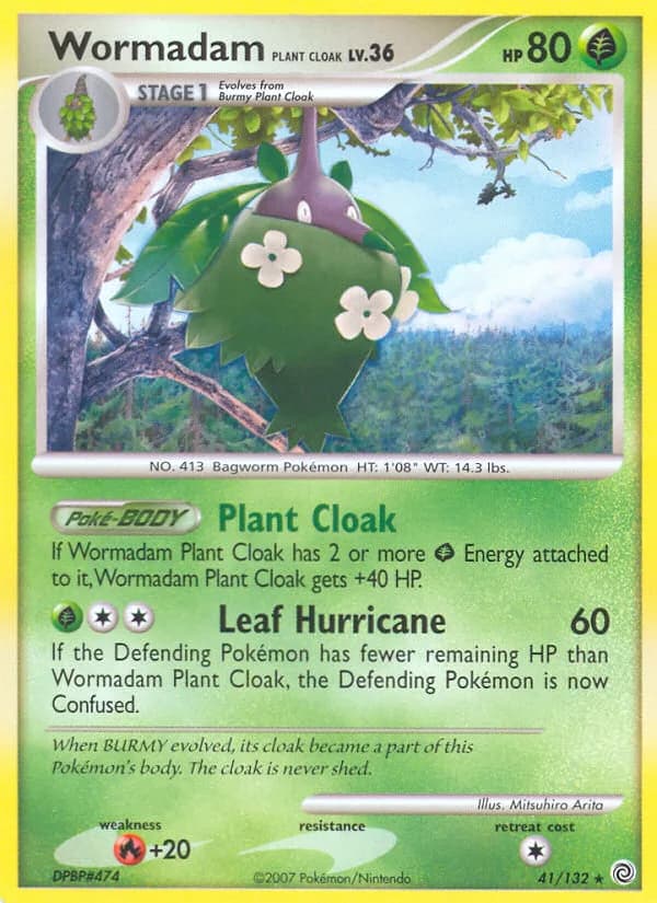 Secret Wonders Wormadam Plant Cloak card front, 41/132