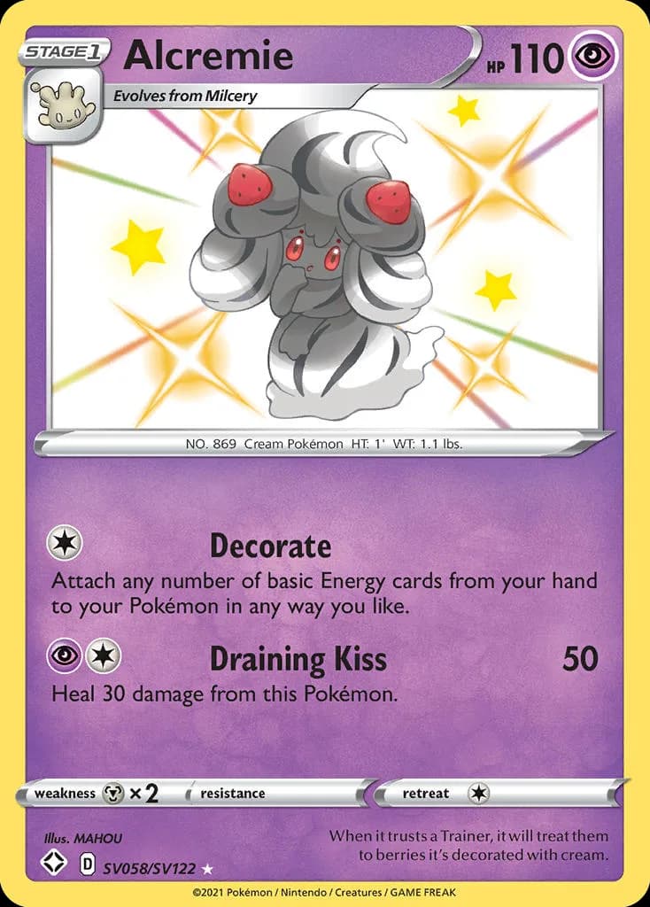 Shining Fates Alcremie card front, SV058/SV122