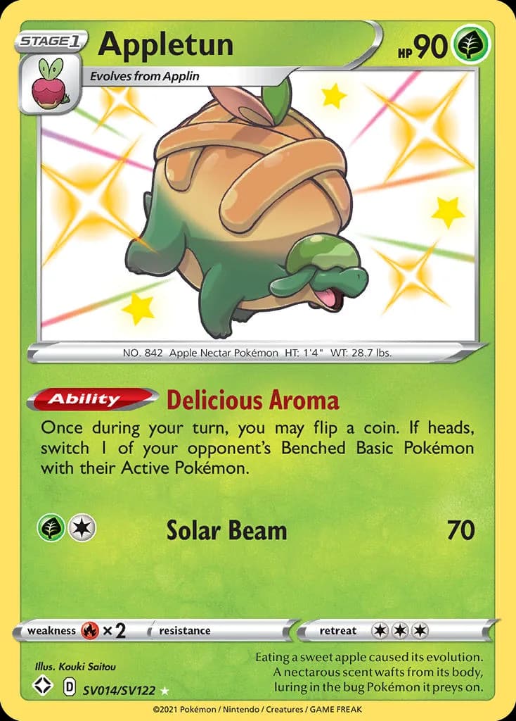 Shining Fates Appletun card front, SV014/SV122