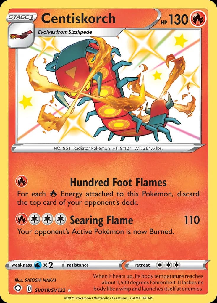 Shining Fates Centiskorch card front, SV019/SV122