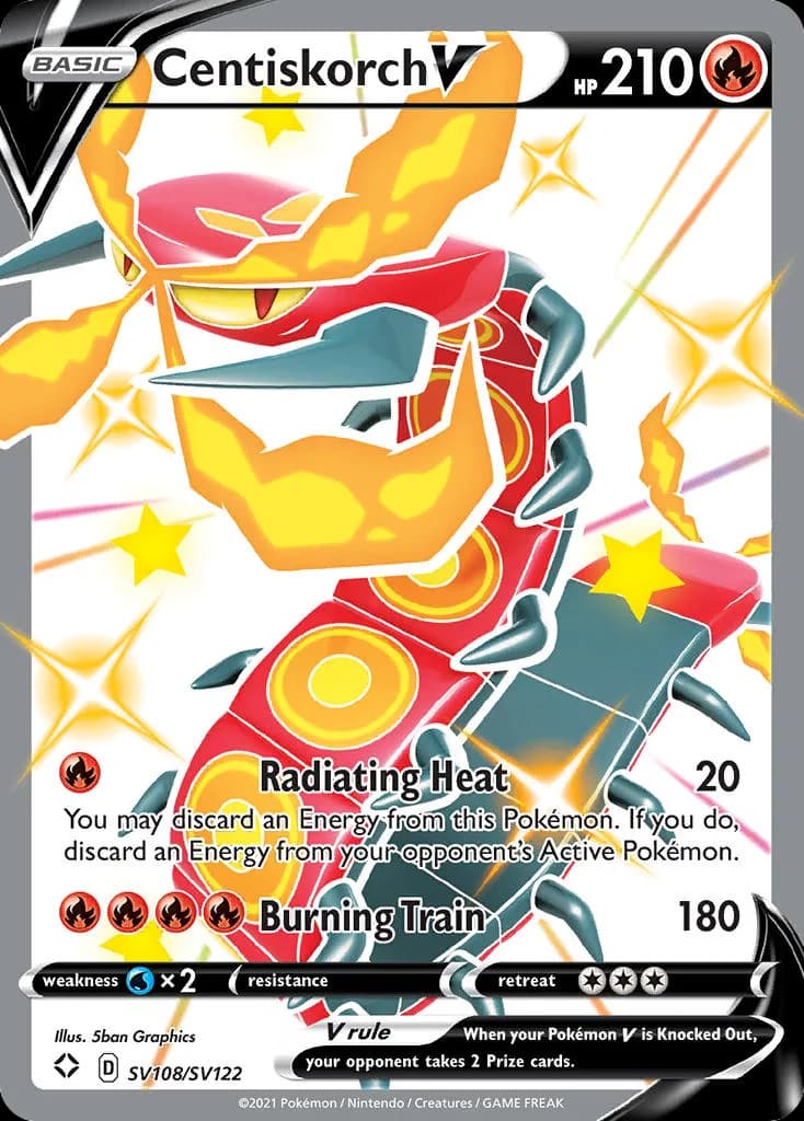 Shining Fates Centiskorch V card front, SV108/SV122