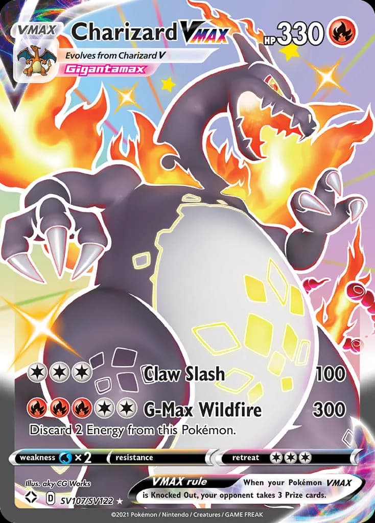 Shining Fates Shiny Vault Charizard VMAX card front, SV107