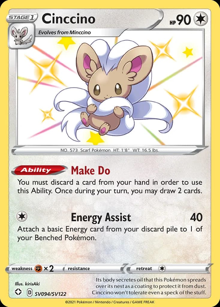 Shining Fates Cinccino card front, SV094/SV122