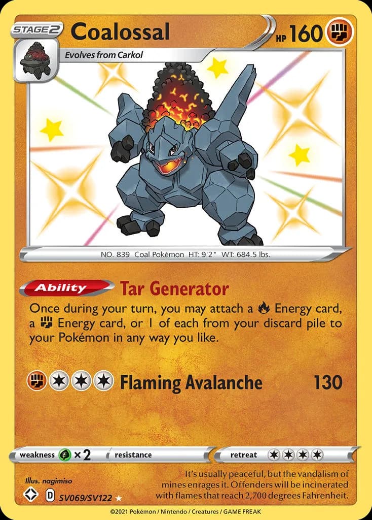 Shining Fates Coalossal card front, SV069/SV122