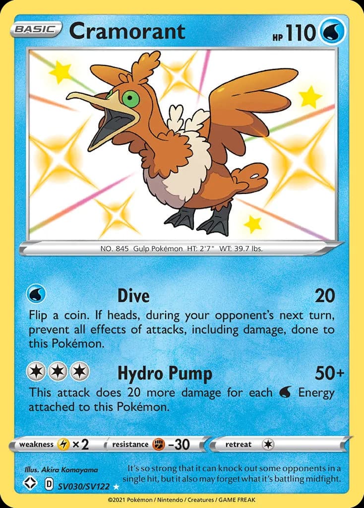 Shining Fates Cramorant card front, SV030/SV122