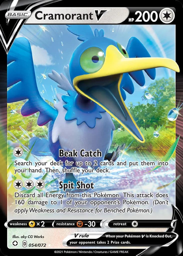 Shining Fates Cramorant V card front, 54/72