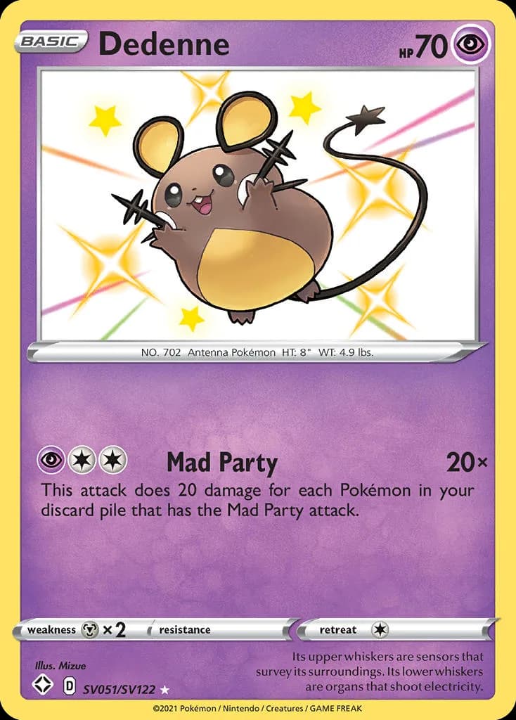 Shining Fates Dedenne card front, SV051/SV122