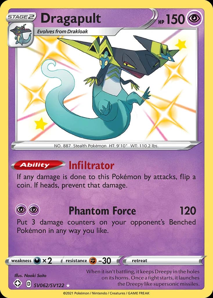 Dragapult card front, Shining Fates SV062/SV122