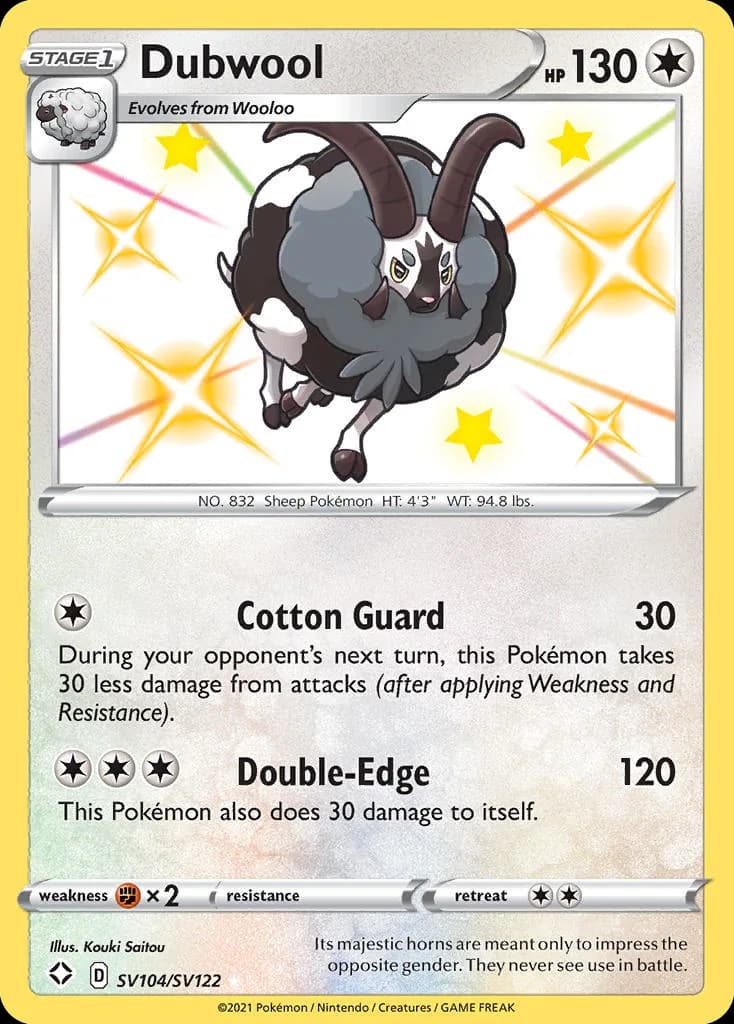 Shining Fates Dubwool card front, SV104/SV122