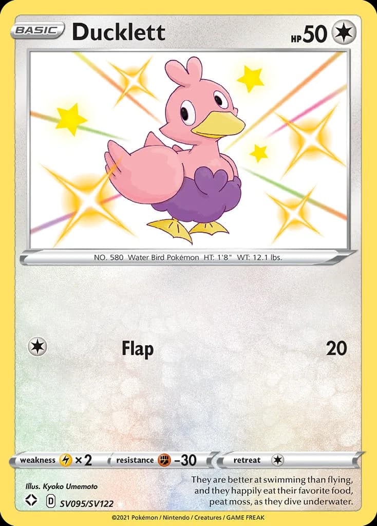 Shining Fates Ducklett card front, SV095/SV122