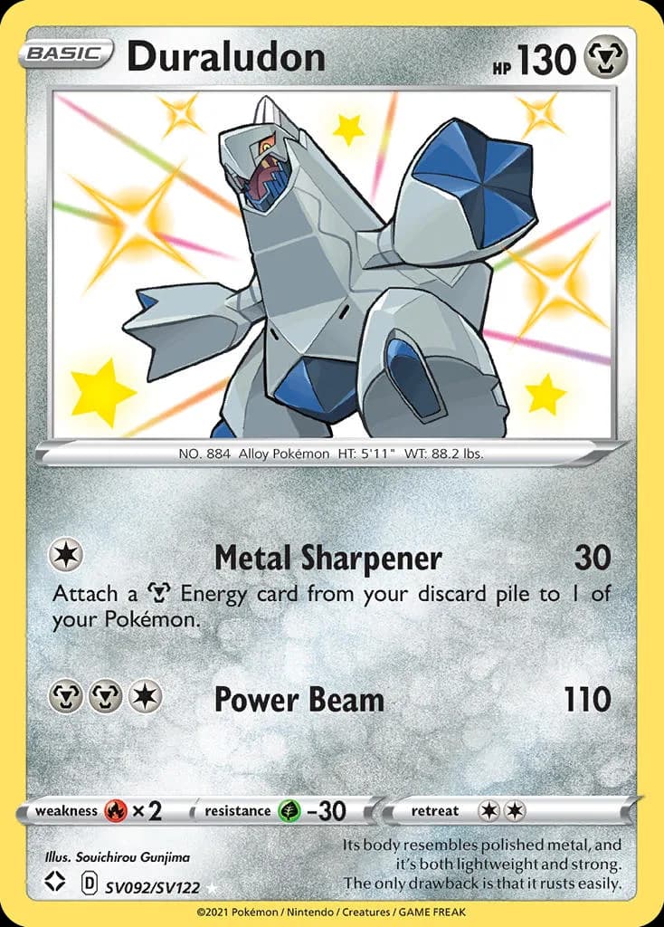 Shining Fates Duraludon card front, SV092/SV122