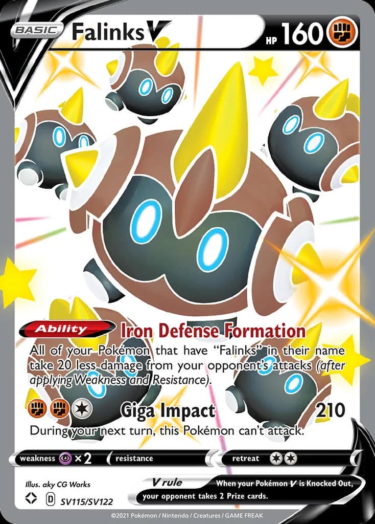 Shining Fates Falinks V card front, SV115/SV122