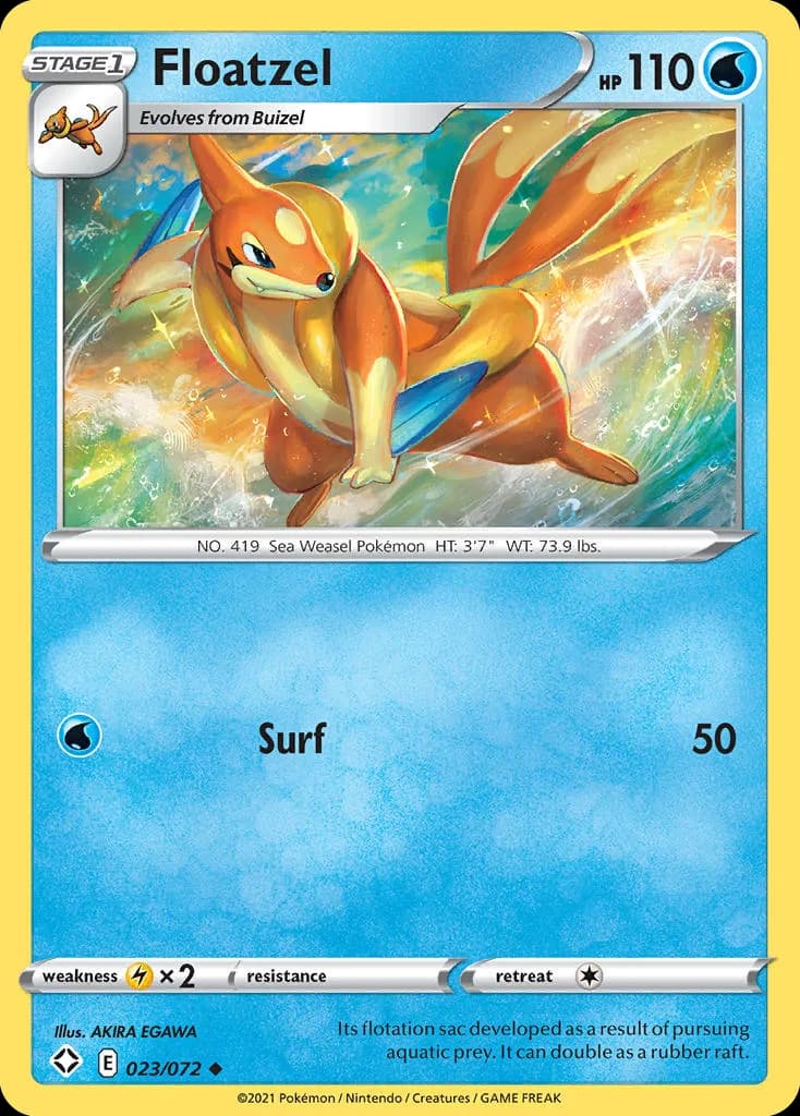 Shining Fates Floatzel card front, 23/72