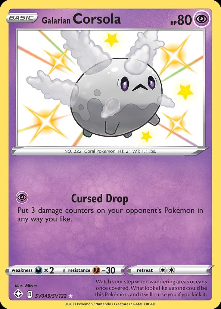 Shining Fates Galarian Corsola card front, SV049/SV122