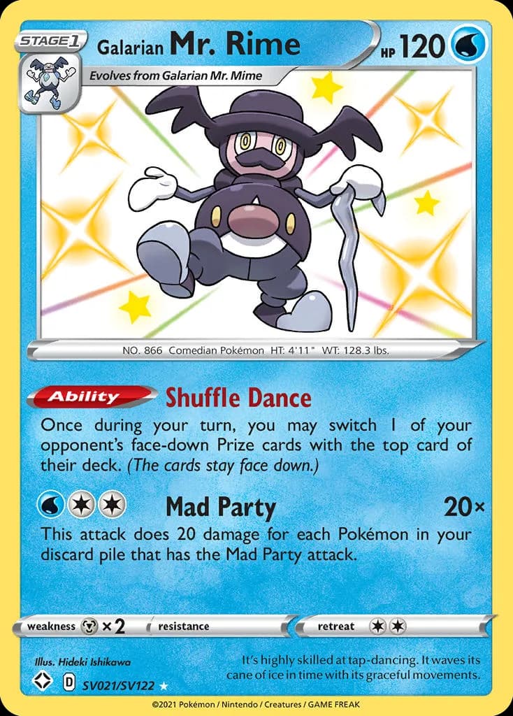 Shining Fates Galarian Mr. Rime card front, SV021/SV122