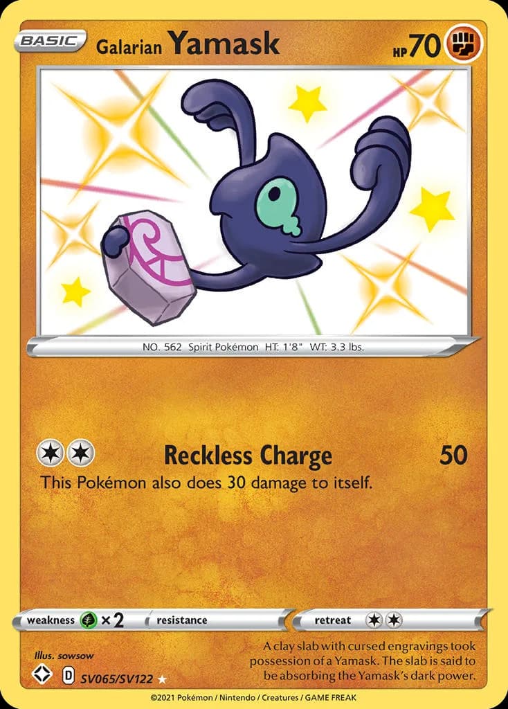 Shining Fates Galarian Yamask card front, SV065/SV122